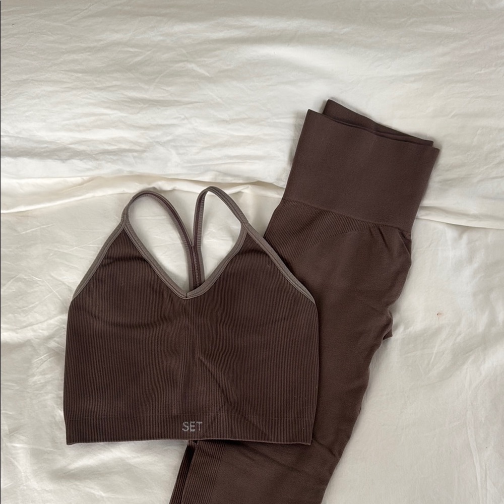 Brown Sports Bra and Leggings Set